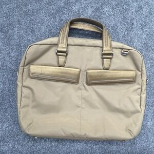 Tumi Bag Beige 17" Nylon Laptop Briefcase Women Padded Work Tote Business Travel